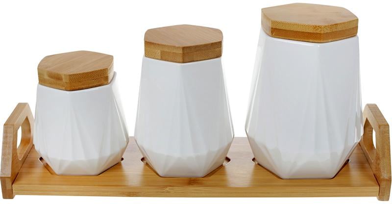 Набор банок для специй Nouvelle Home Coutle 3 банки 800/450/330 мл на подставке (BD-289-349)