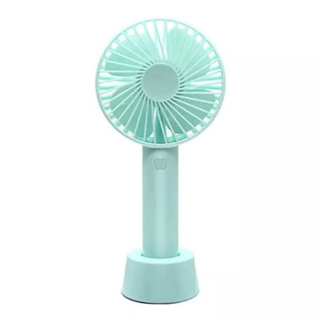 Вентилятор ручной аккумуляторный Portable Fan Blue с подставкой и USB-зарядкой (54522B)