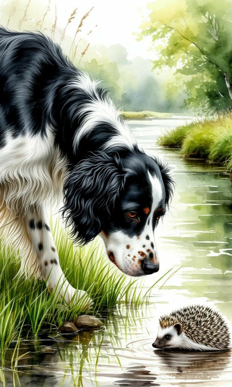 Алмазная мозаика Песик и еж 30х50 см (29514287)