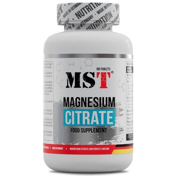 Микроэлемент магний для спорта MST Nutrition Magnesium Citrate 200 мг 180 табл. (000023733)