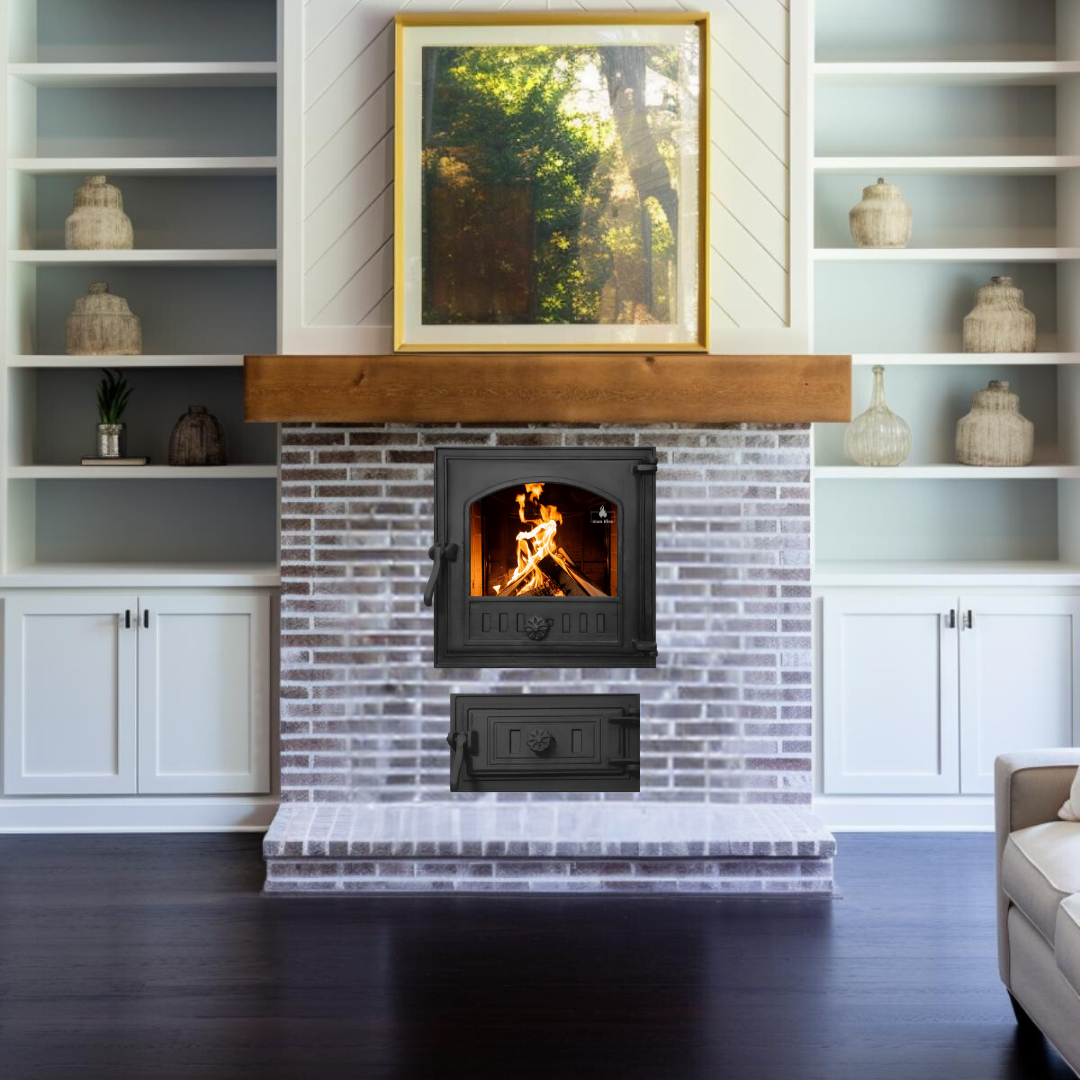 Дверцы каминные Iron Fire Style 40 со стеклом чугунные 390x350 мм (1257)