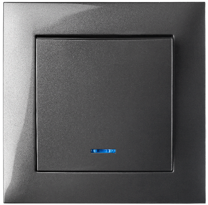 Выключатель одноклавишный MARSHEL IDEAL VS10-299 LED подсветкой Graffite
