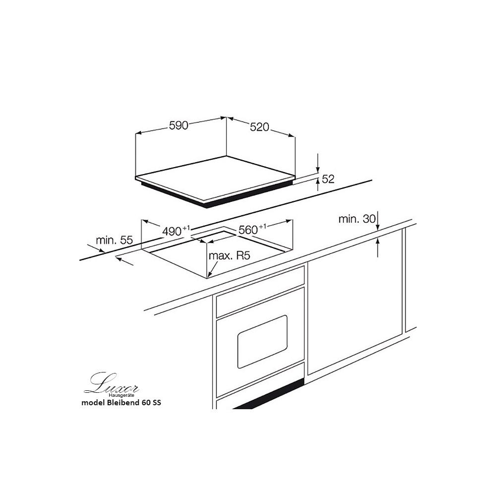 Варильна поверхня електрична Luxor Bleibend 60 R IX SS з металевим захистом скла - фото 5