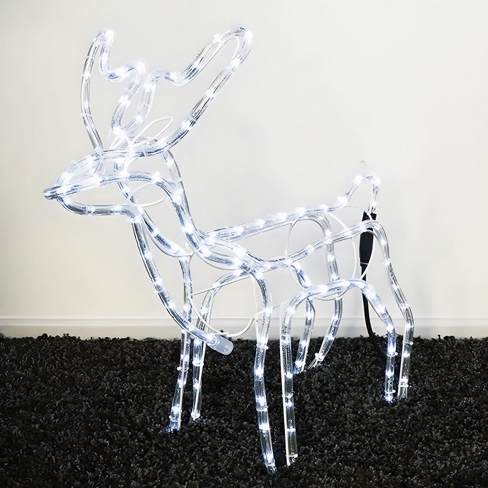 Декоративна світлодіодна фігура "Новорічний олень" висота 95 см 220 В з поворотом голови Білий - фото 9