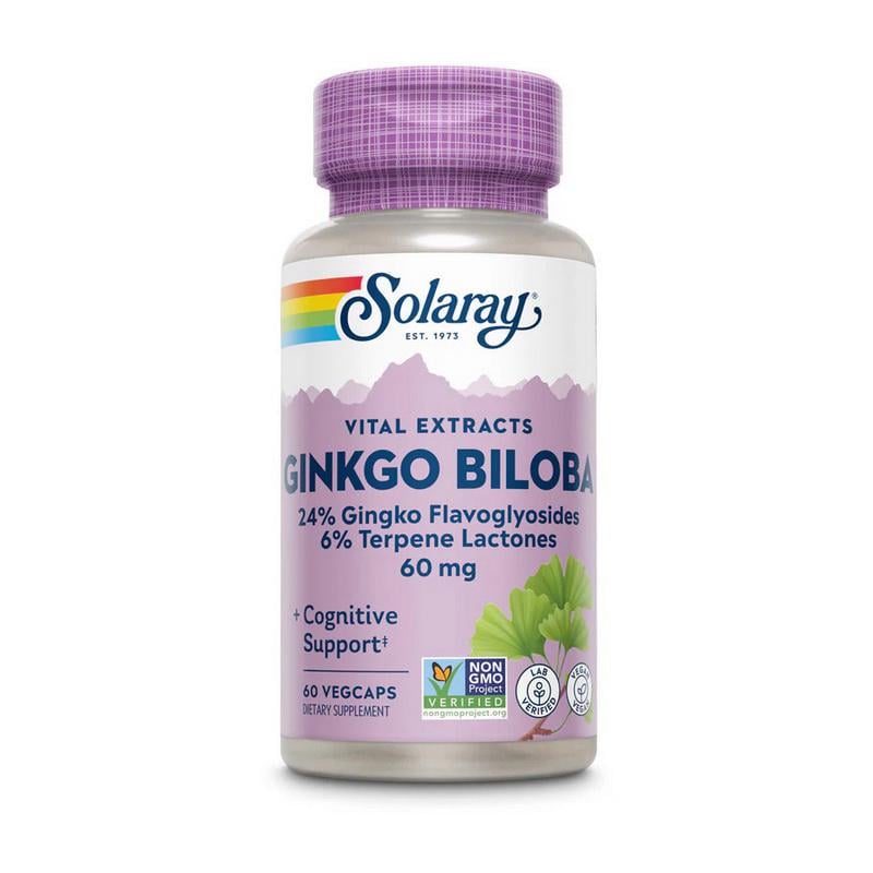 Гинкго билоба Solaray Ginkgo Biloba Leaf Extract 60 мг экстракт 24% 60 вер. капс.