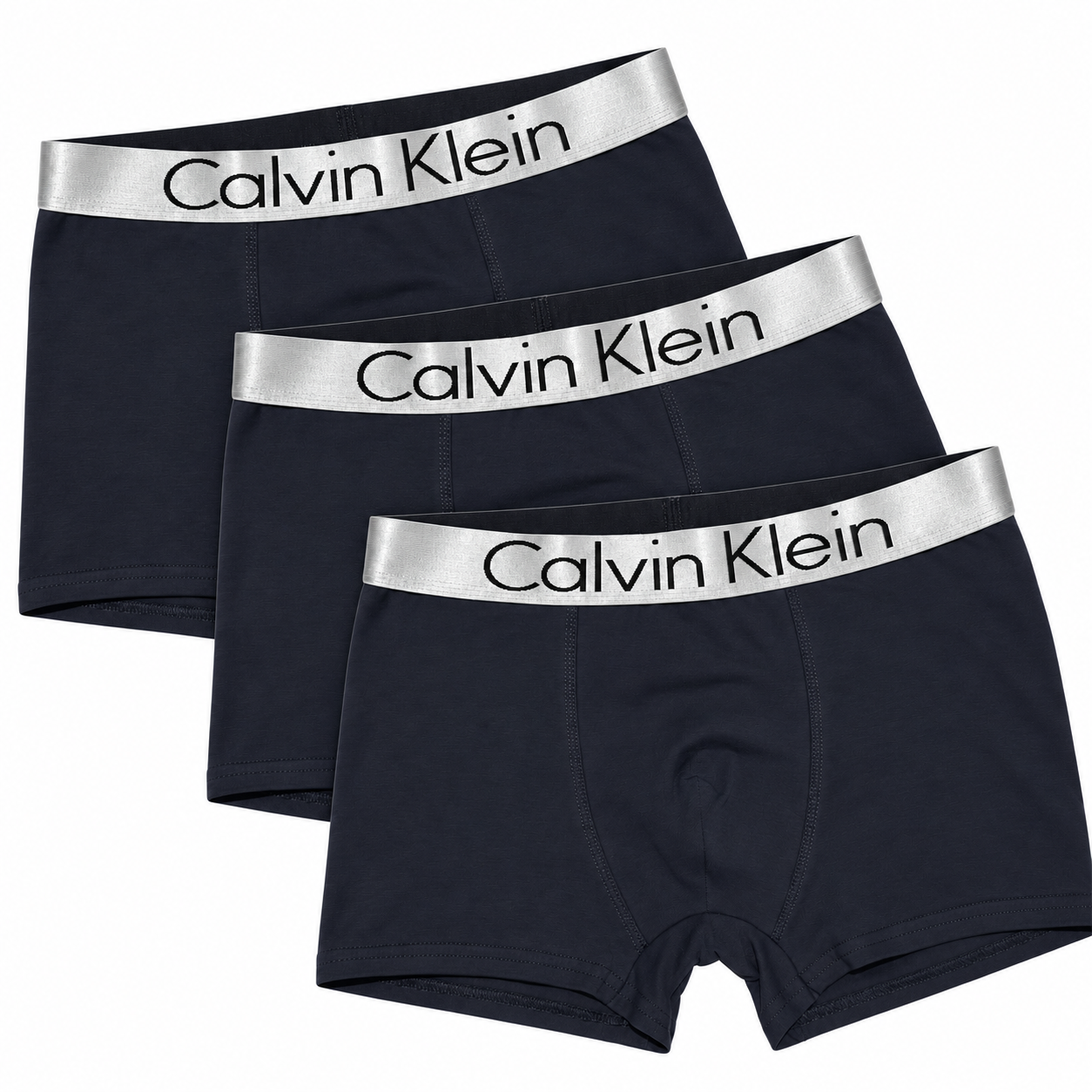Комплект мужских трусов в стиле Calvin Klein 3 шт. XXХL с серебристой резинкой Черный (CK04-3-01)