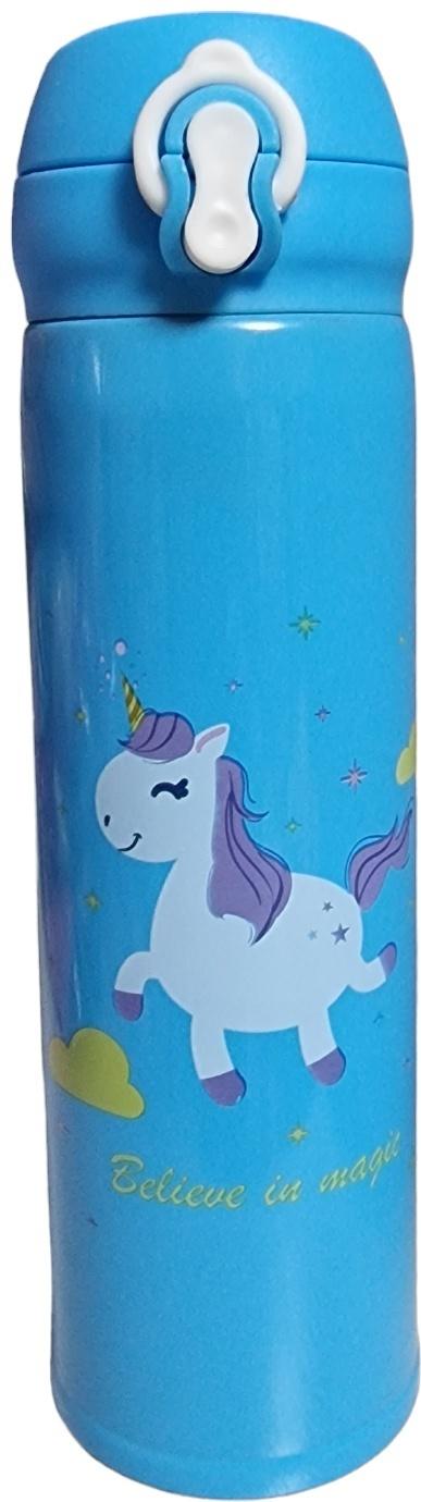 Термос дитячий Єдиноріг з поїлкою з кришкою на защіпці 500 мл Синій (31289499)