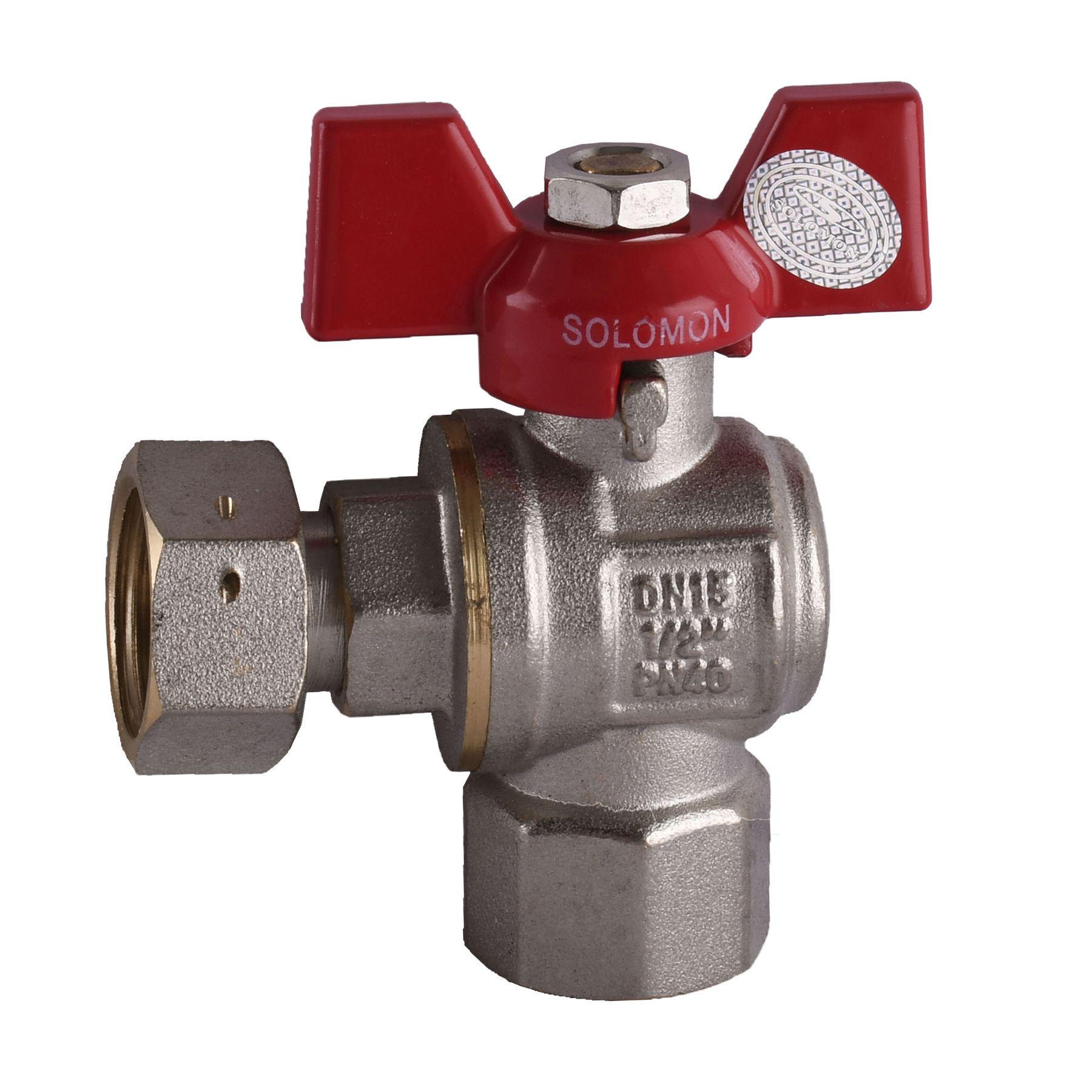 Кран шаровой угловой с накидной гайкой Solomon PN40 160401 1/2″ ВВ (GSR-000012104)