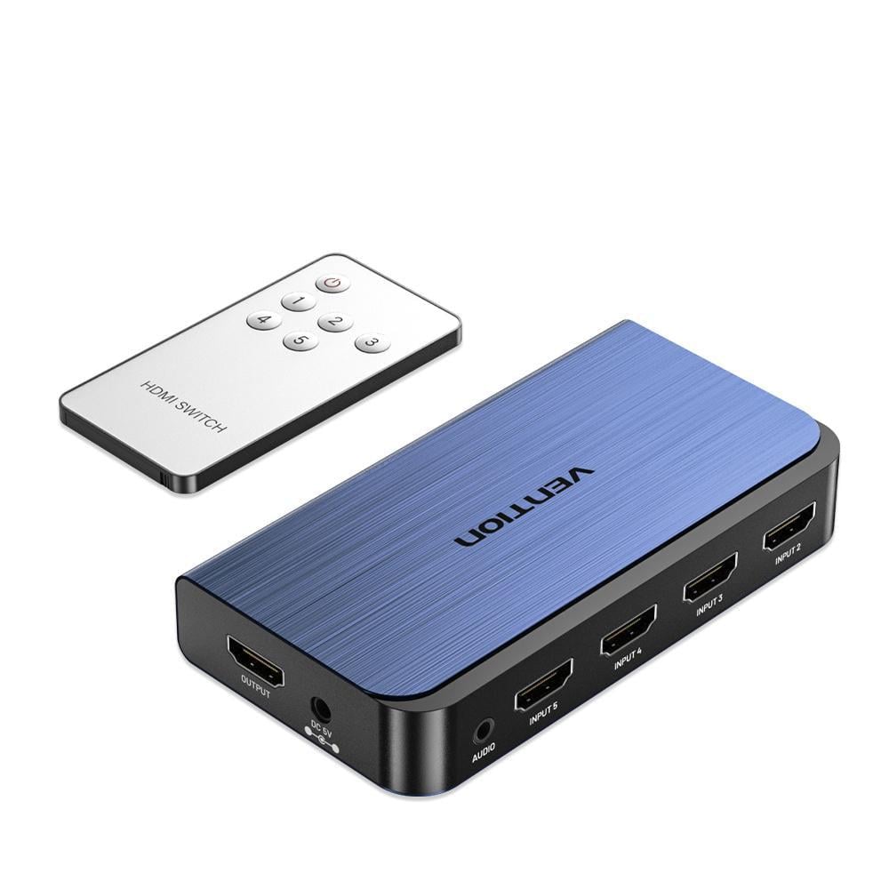 HDMI-переключатель 5в1 Vention 4K 60Hz/Toslink/3.5 мм Синий (AKDL0)