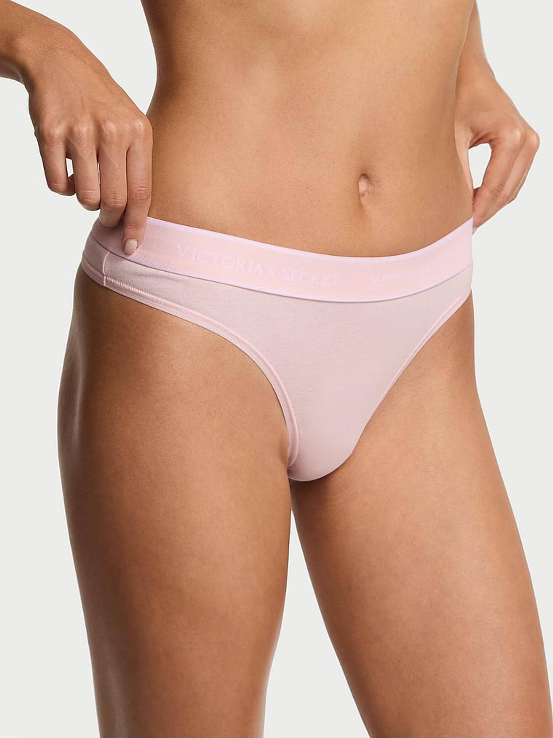 Трусики стринги Victoria's Secret Logo Cotton Thong Panty S Розовый (27115909)