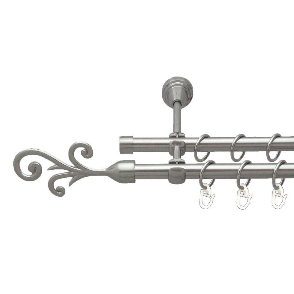 Карниз для штор Orvit Фала двухрядная гладкая 240 см Нержавеющая сталь (00-00013654)