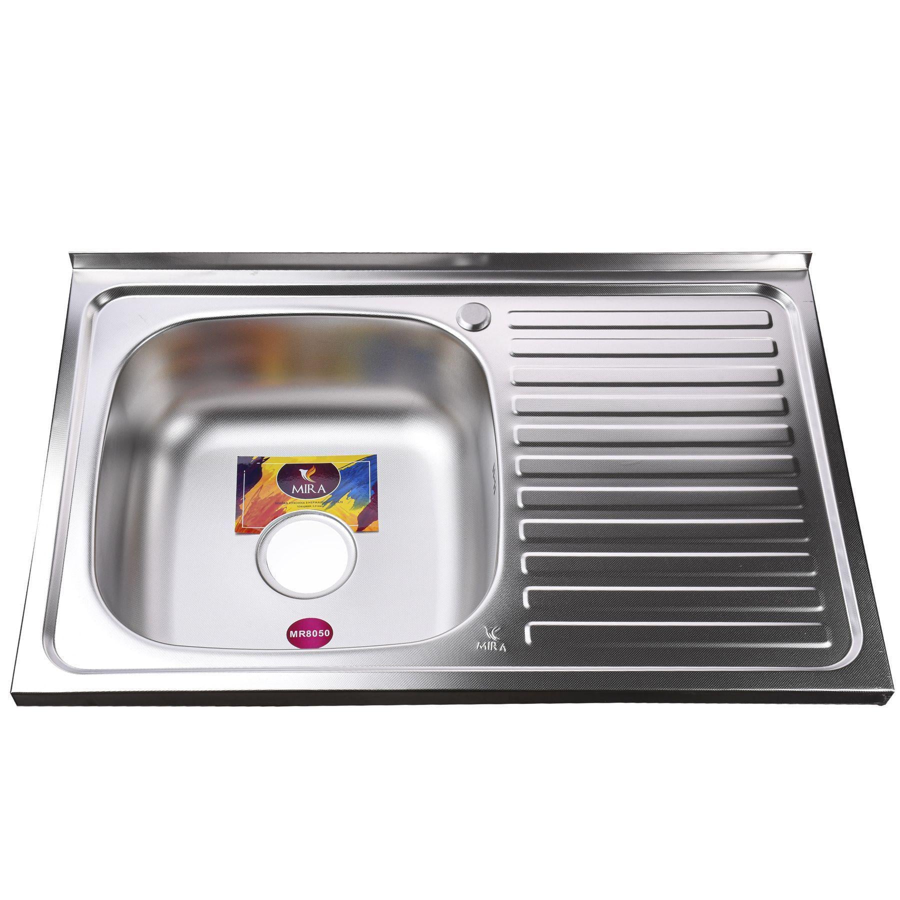 Мойка для кухни прямоугольная накладная Mira Decor Left MR 8050 LD 800х500х180 мм (000015364)