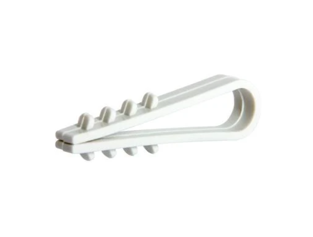 Дюбель-хомут E.NEXT Ø6 мм для круглого дроту ПВХ 100 шт. Білий (m0080009)