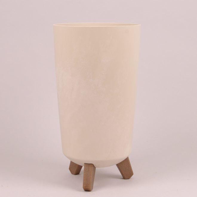 Горшок пластмассовый Flora GRACIA TUBUS SLIM BETON EFFECT 93642 на ножках 20 см Кремовый (DR015628)