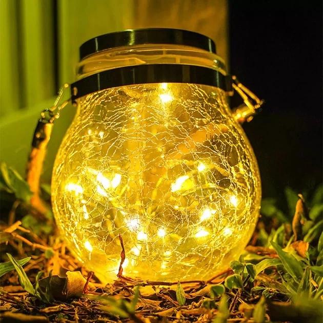 Светильник на солнечной батарее Solar Glass Decoration Light Хрустальный шар декоративный подвесной (1011164-Silver)