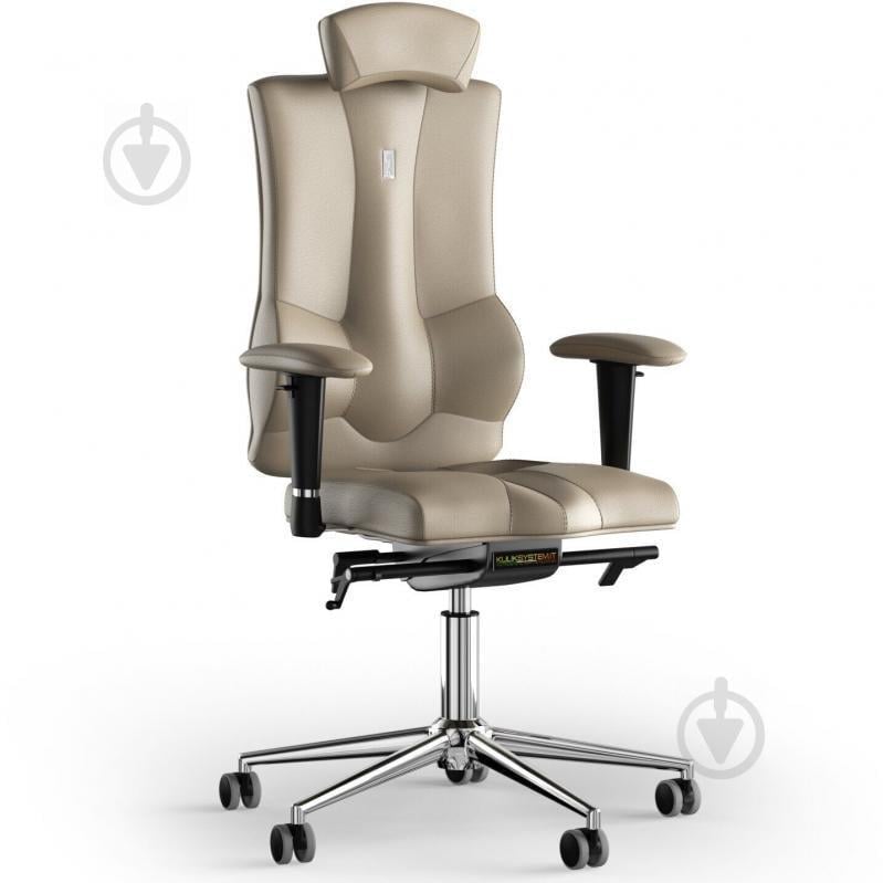 Кресло KULIK SYSTEM ELEGANCE Кожа с подголовником без строчки Бежевый (10-901-BS-MC-0104)