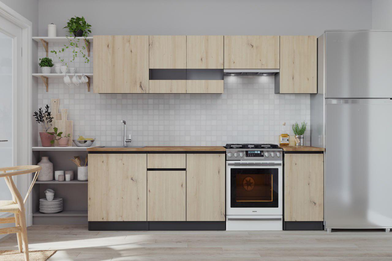 Кухня Win Меблі Каліпсо зі стільницею 2,4 м Антрацит/Дуб Артизан - фото 1 Кухня Win Меблі Каліпсо зі стільницею 2,4 м Антрацит/Дуб Артизан - фото 1