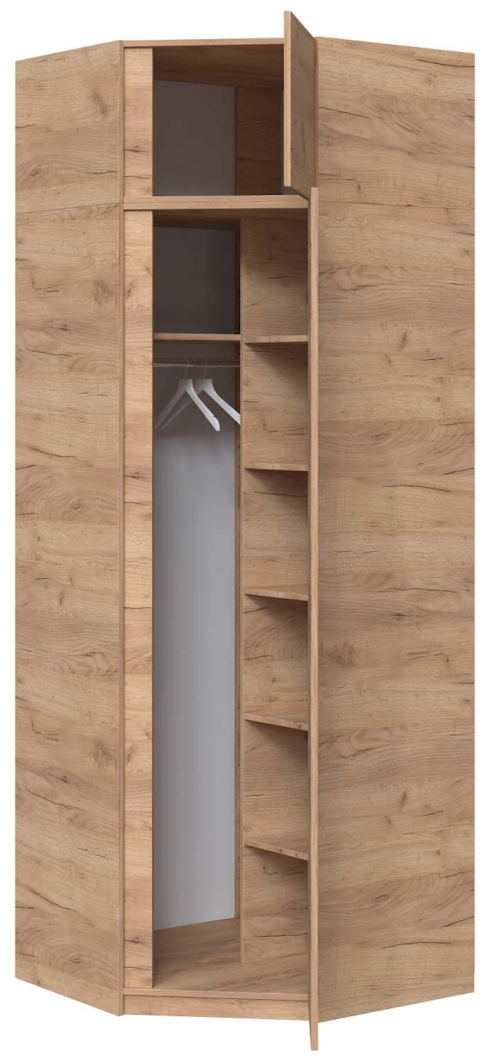 Шкаф угловой с зеркалом Мастер Форм Брайт 850х520х2400 мм Дуб крафт золотой (32280) - фото 2