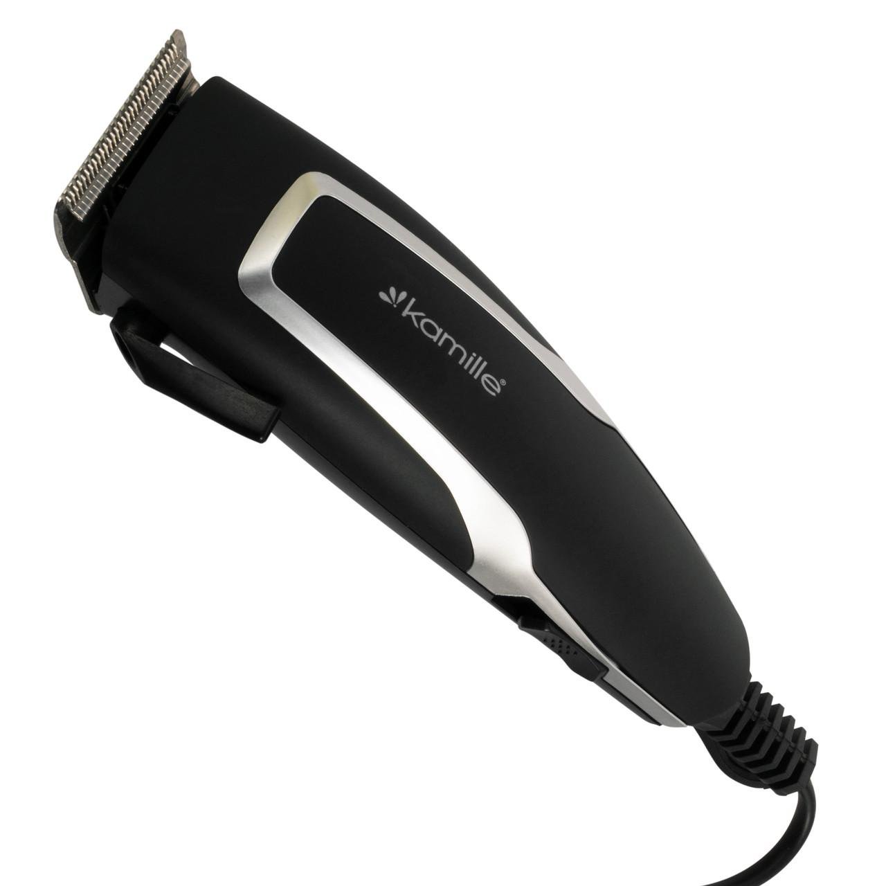 Машинка электрическая для стрижки волос Kamille 6804 от сети 240 W с 4-мя насадками Черно-серый (124-84-6804)