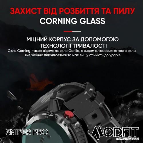 Смарт-годинник Modfit Sniper Pro All водонепроникний Black (18175106) - фото 5