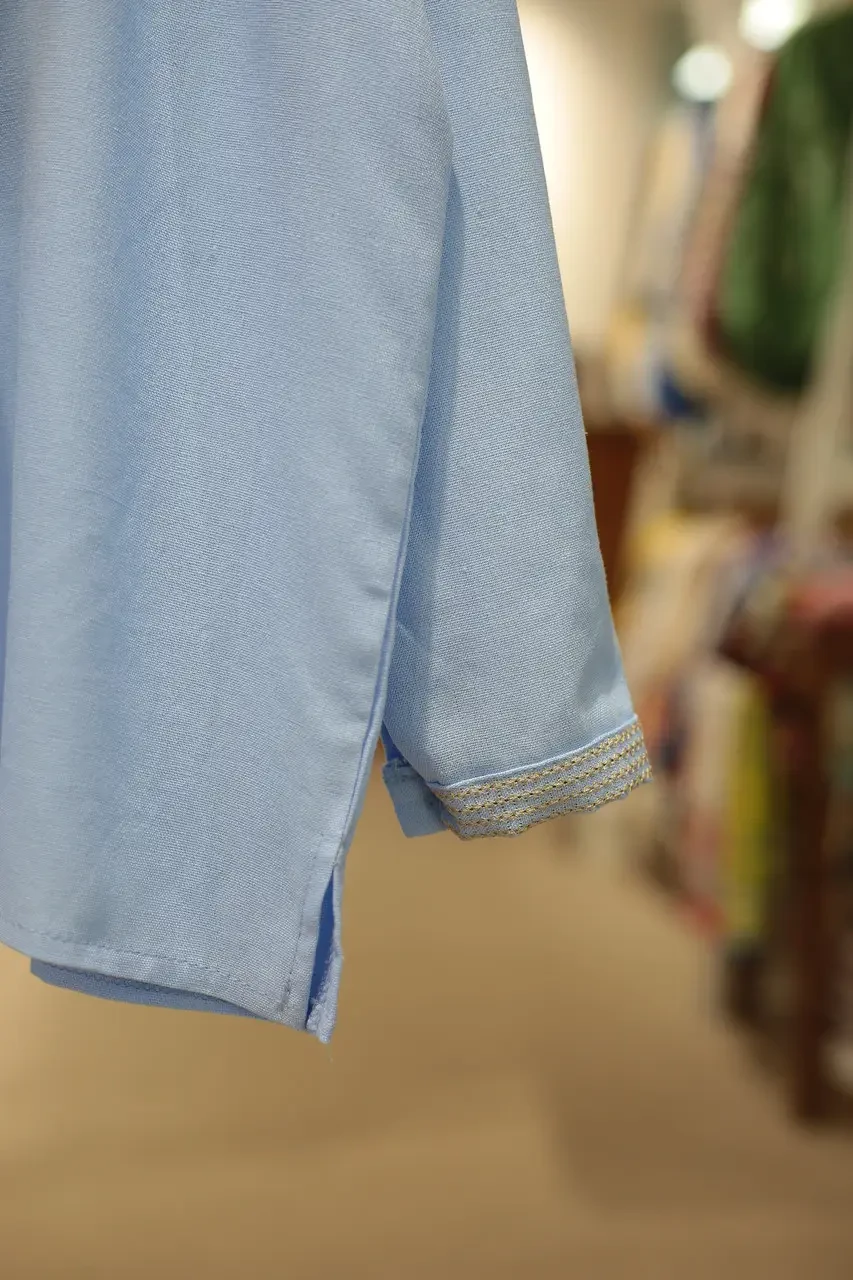 Вышиванка для мальчика Колоски 152 см Голубой (2600839725) - фото 2 Вышиванка для мальчика Колоски 152 см Голубой (2600839725) - фото 2