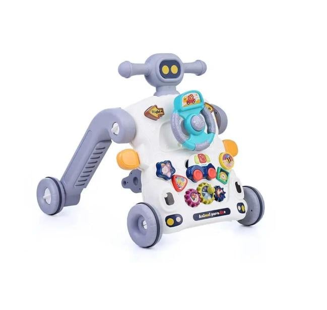 Ходунки Bibi Inn 3в1 ігровий столик/музична машинка/звук/підсвічування/кермо шестерні/сортер White (152395)