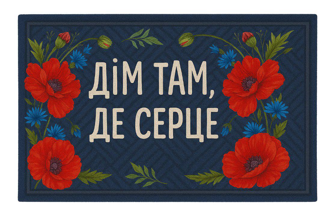 Коврик придверный "Дім там де сердце" 45x75 см Blue (127005)