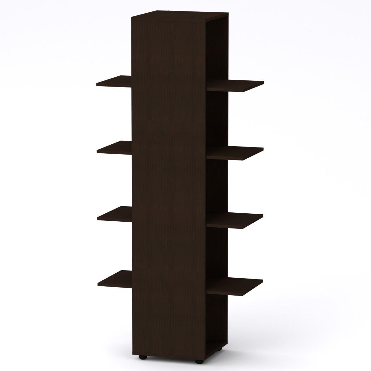 Шафа книжкова Компаніт МГ-8 Тумба-3 із зовнішніми відкритими полицями 80х40х181 см Венге