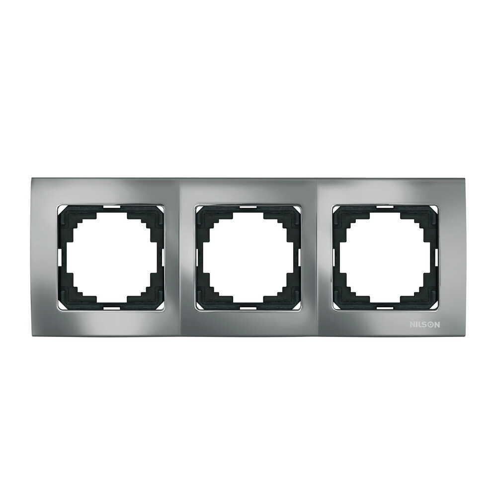 Рамка трехместная Nilson Touran Lux Металлический антрацит (22FME0093)