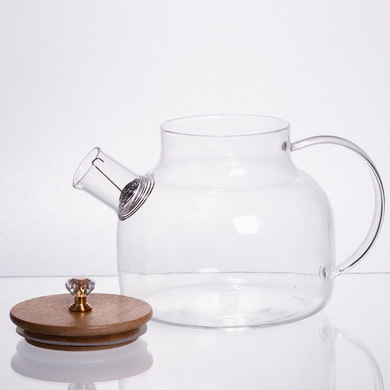 Чайний сервіз із товстого скла 8 предметів з бамбуковою підставкою для чашок (64486-23) - фото 2 Чайний сервіз із товстого скла 8 предметів з бамбуковою підставкою для чашок (64486-23) - фото 2