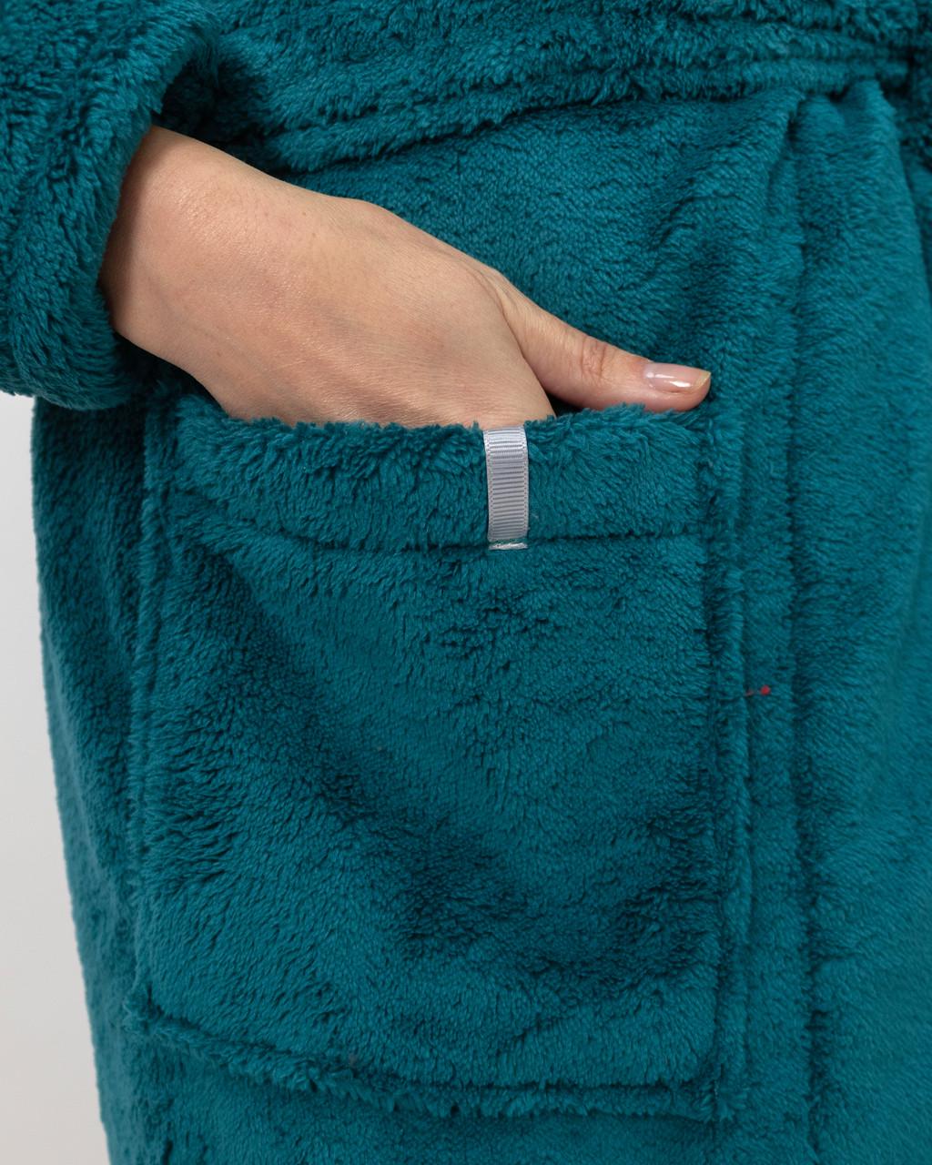 Халат женский махровый длинный Темно-бирюзовый (2046614459) - фото 6 Халат женский махровый длинный Темно-бирюзовый (2046614459) - фото 6