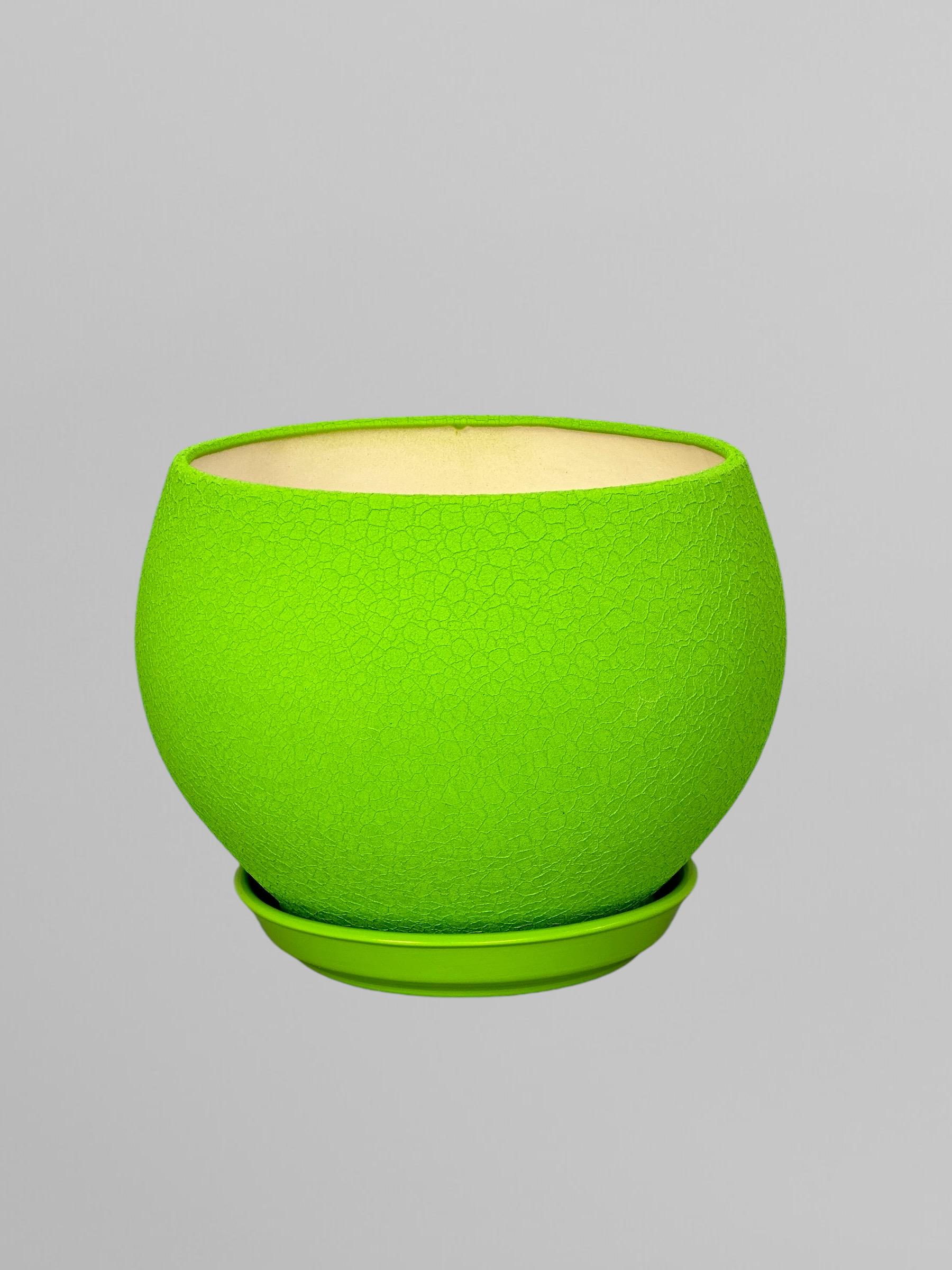 Горщик для квітів керамічний Куля шовк 4,1 л Салатовий (Г02016) - фото 1