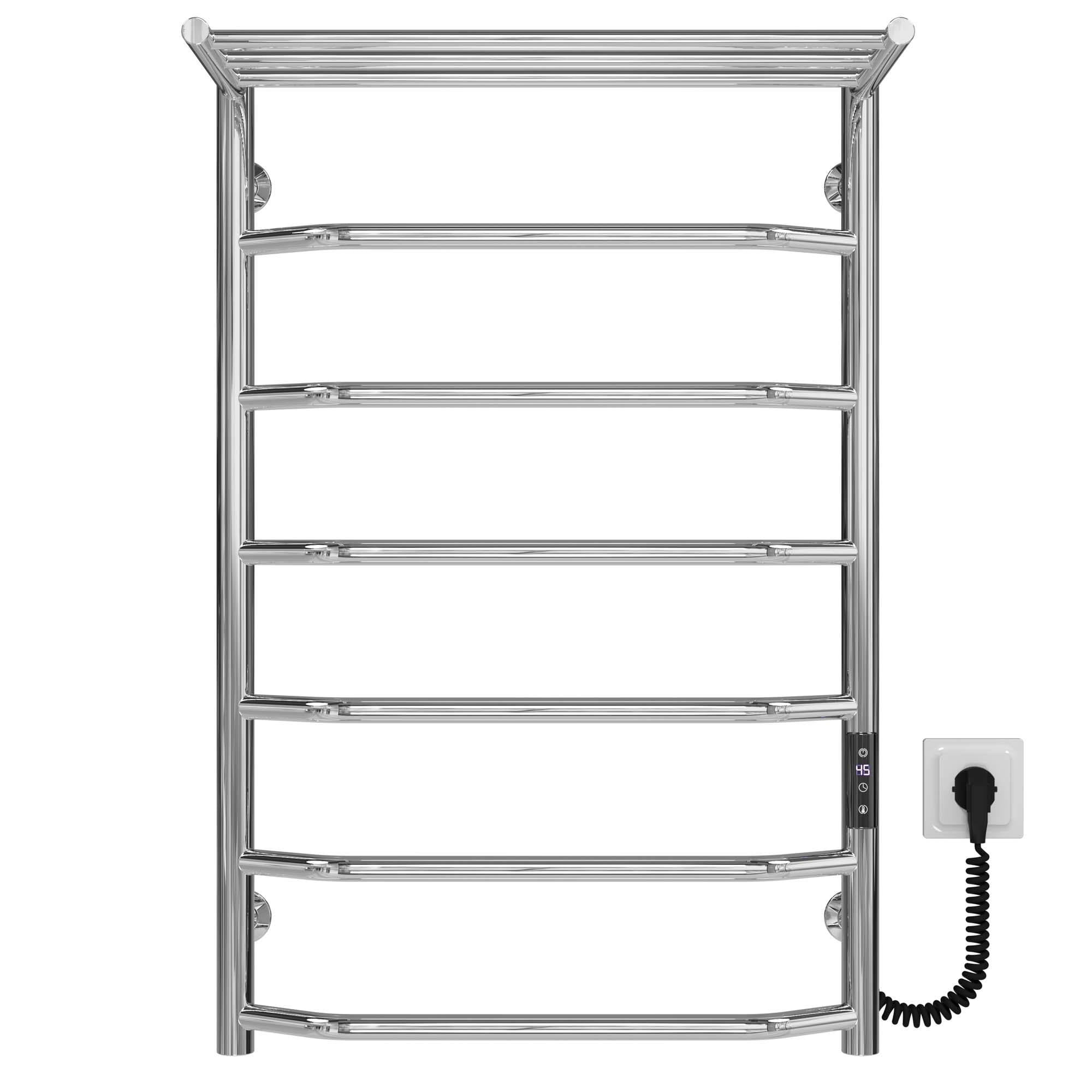 Полотенцесушитель электрический с полкой Deffi Трапеция П7 JD03 правое подключение нержавеющая сталь 500х800 мм Хром (C.TP.80.50.7.ECR1)