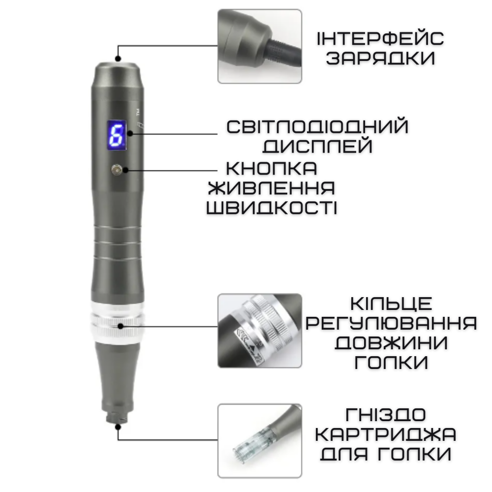 Дермапен беспроводной Dr. Pen М8 для фракционной мезотерапии на аккумуляторе 6 режимов Серый - фото 8