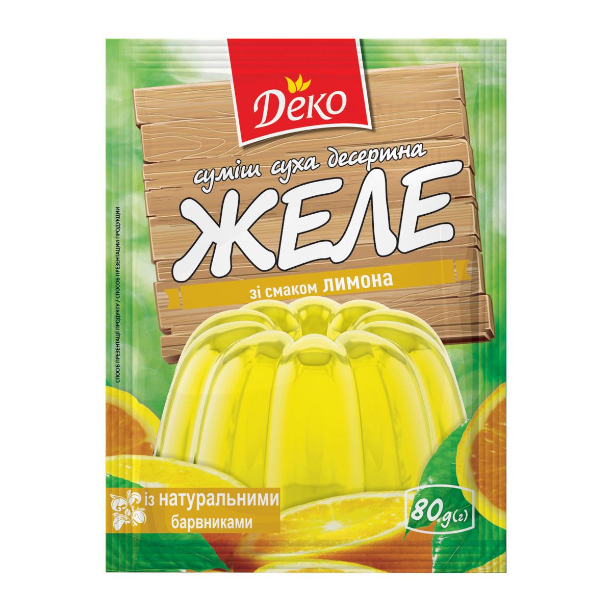 Желе со вкусом лимона Деко 80 г (4820076010408) Желе со вкусом лимона Деко 80 г (4820076010408)