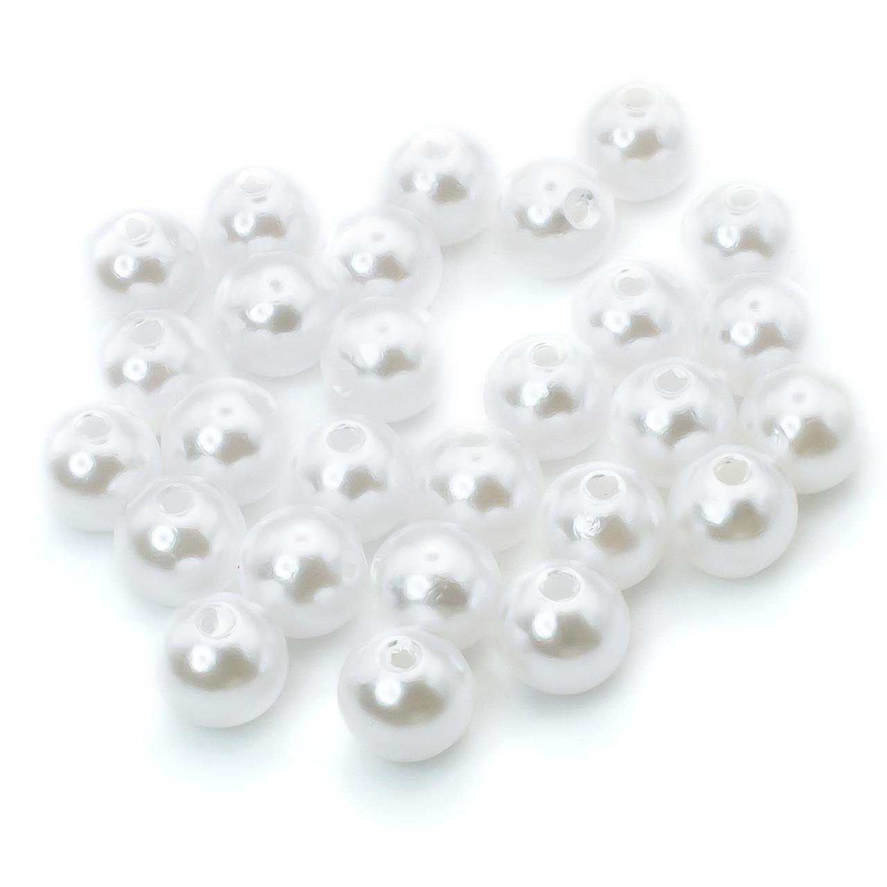 Намистини круглі під перли з гальванічним покриттям 8 мм 25 г 100 шт. Білий (БП0008к51)