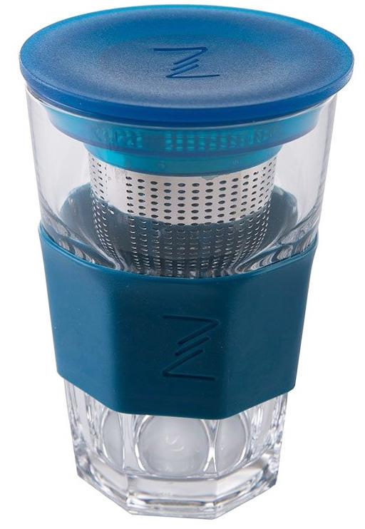 Стакан ZestGlass с металлической ситечкой и силиконовой защитой 415 мл Синий