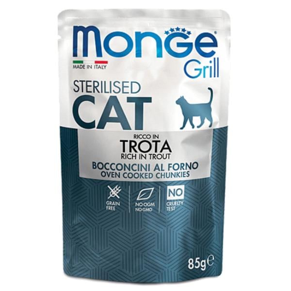 Корм для кошек Monge Cat GRILL Wet Sterilised форель 0,085 кг (27260460)
