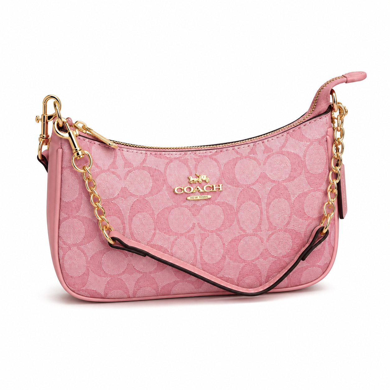 Сумка женская в стиле Coach Teri через плечо со съемной ручкой 24,1х15,2х7,6 см Розовый