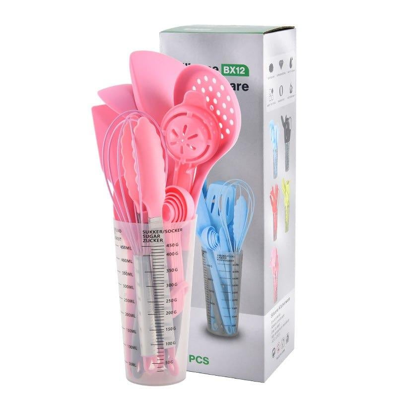 Набір кухонного посуду із силікону 16 пр. Рожевий (33537)