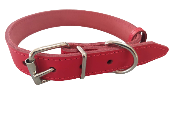 Ошейник для собак Весна кожаный 3 см/43-51 см Красный (ф490)