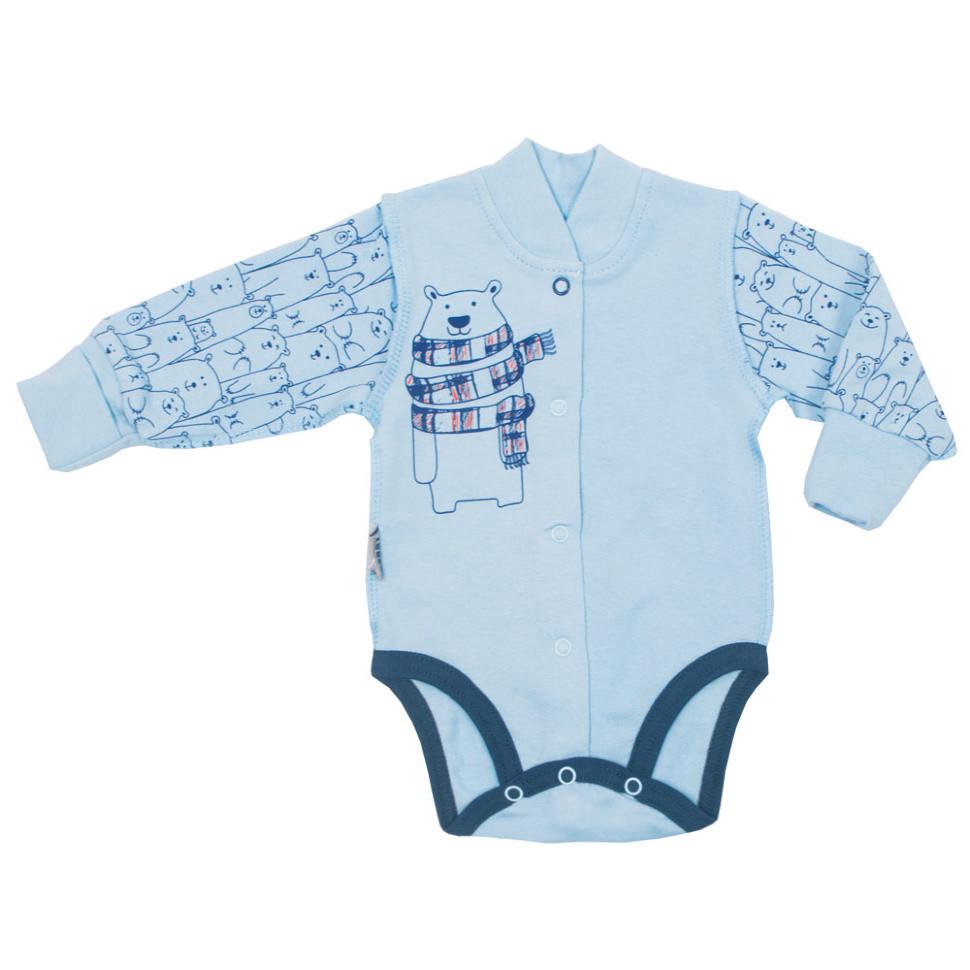Боди детское хлопковое для мальчика на кнопках Gabbi BD-01-1-18 Арктика 62 см Голубой (11332)