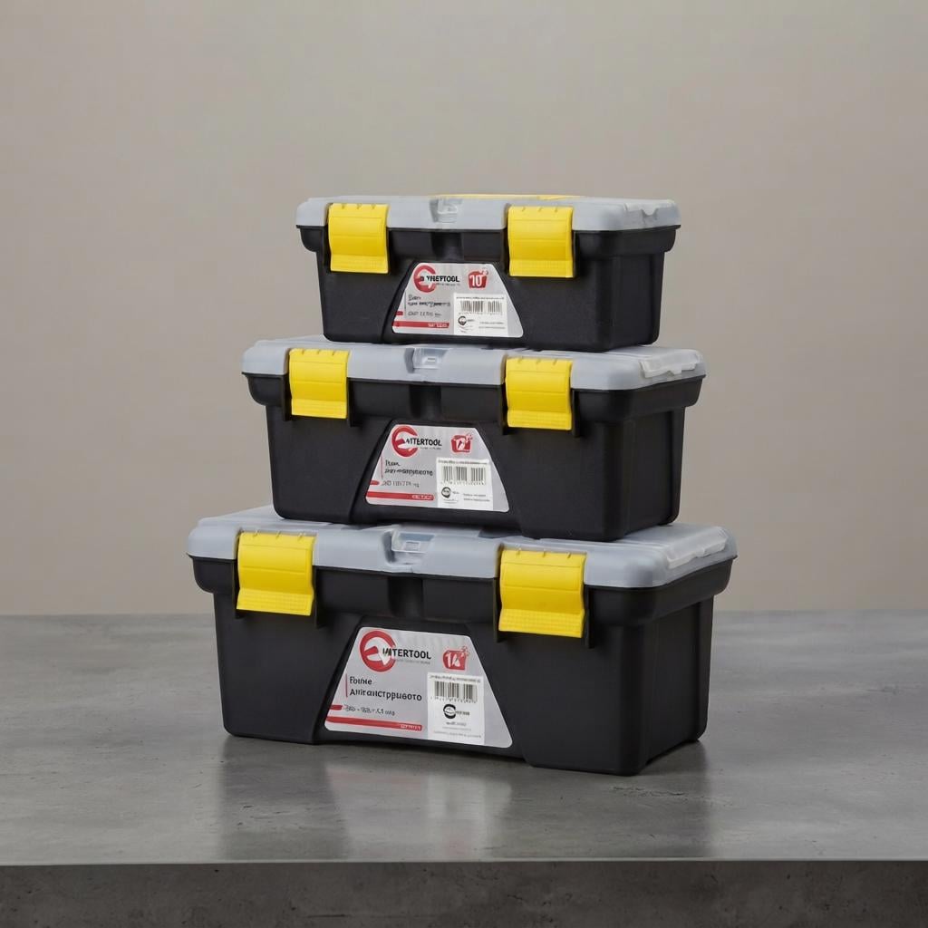 Комплект ящиков для инструмента INTERTOOL BX-0303 ВХ-0310 10"/ВХ-0312 12"/ВХ-0314 14" 3 шт. Черный/Серый (70070)