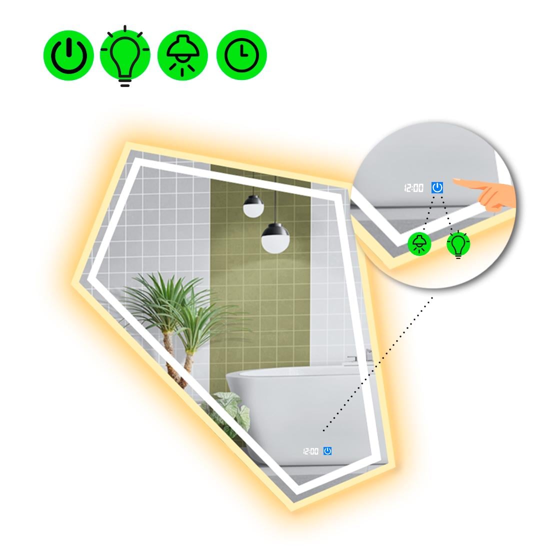 Зеркало с LED подсветкой Modulo 4 с сенсором и часами 120x100 см (8776060)