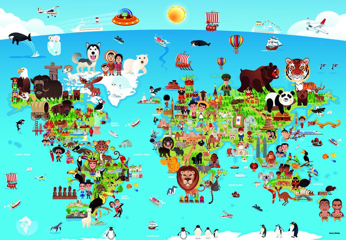 Пазл Мультипликационная Карта Мира 260 элементов (3338)