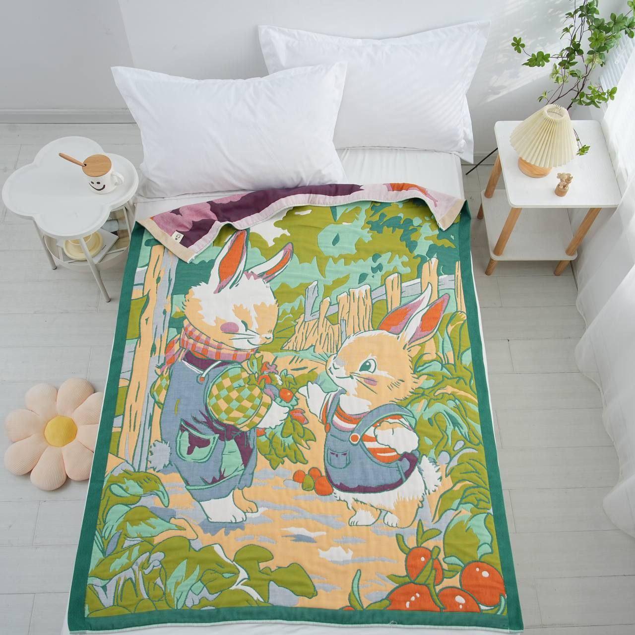 Покрывало муслиновое двустороннее Malloory Home Зайчатое 120x150 см (882)