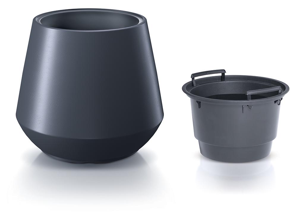 Горшок для цветов Prosperplast HEOS 39х35 см с вкладышем Антрацит (89359-433)