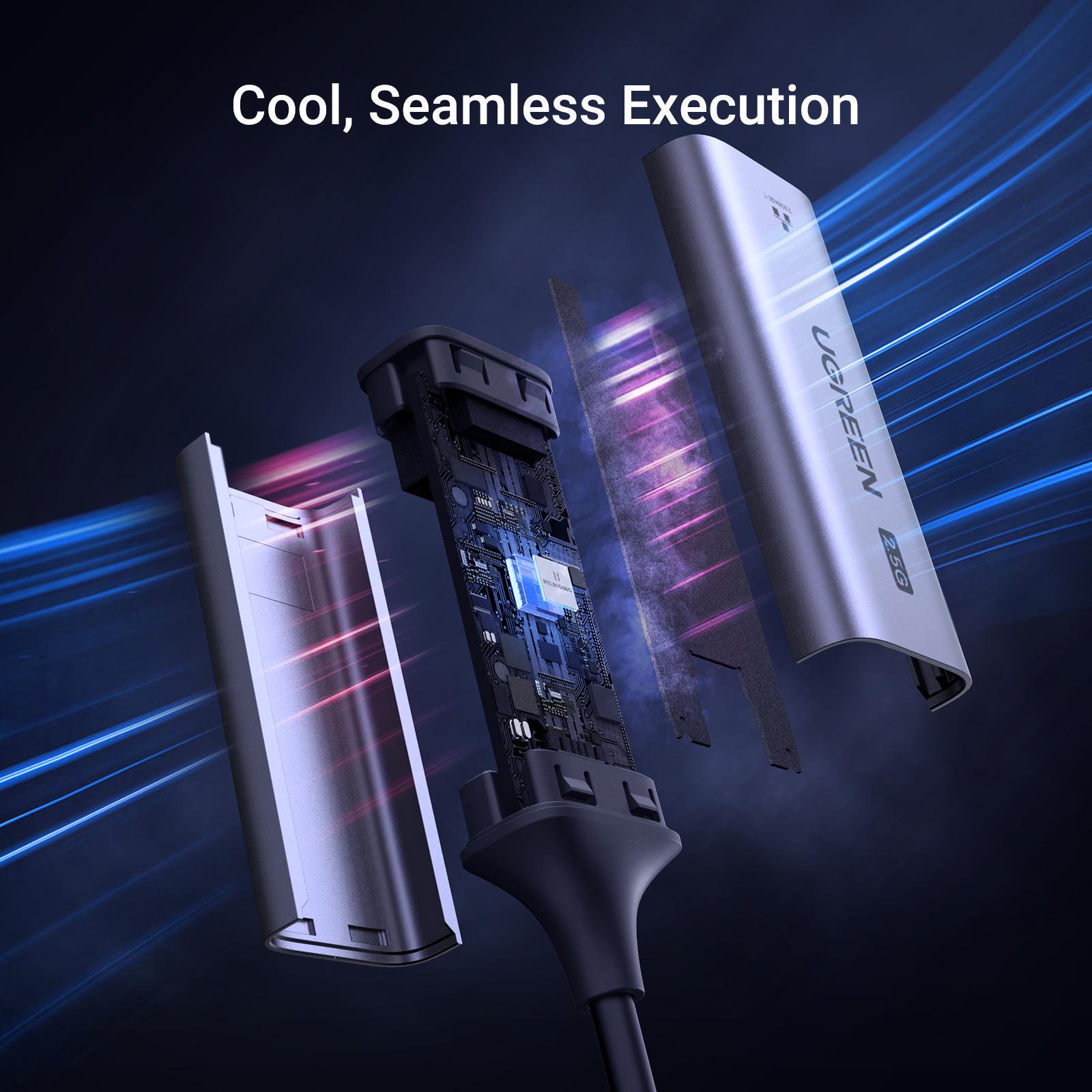 Мережева карта UGREEN Type-C-Ethernet 2.5 Гбіт/с LAN USB-C до Rj45 2500 Мбіт/с металевий Сірий (25052) - фото 10