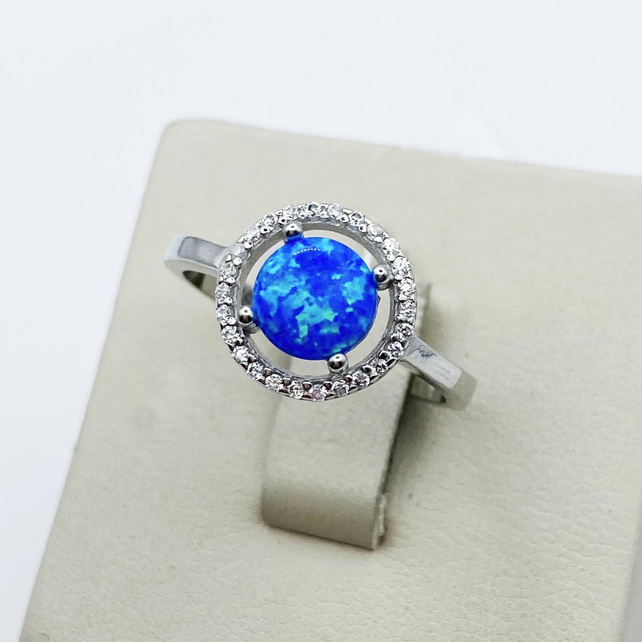 Кольцо серебряное с синим опалом р. 18,5 2,74 г (1892027696)