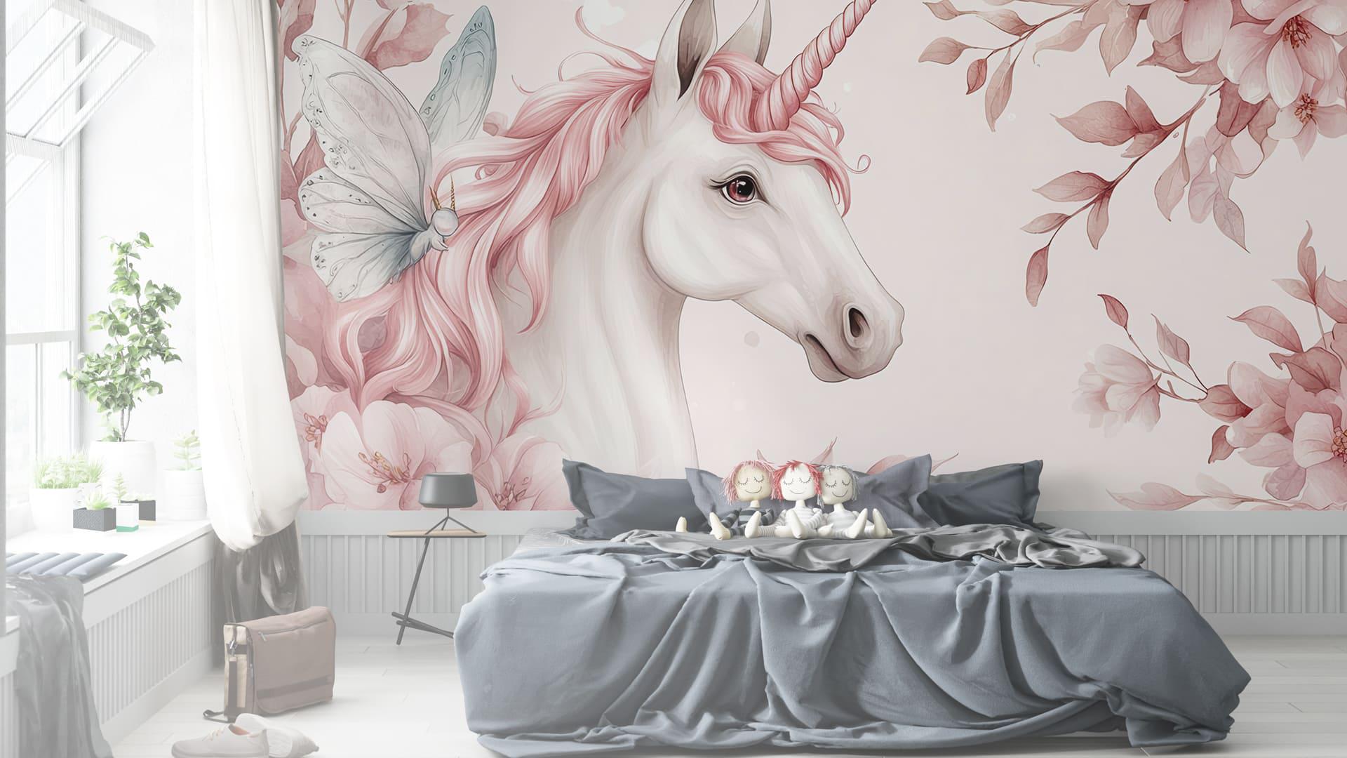 Фотообои флизелиновые Styleo Print-walls Единорог в цветочном тумане 0893 300х250 см (Pw-0893/2)